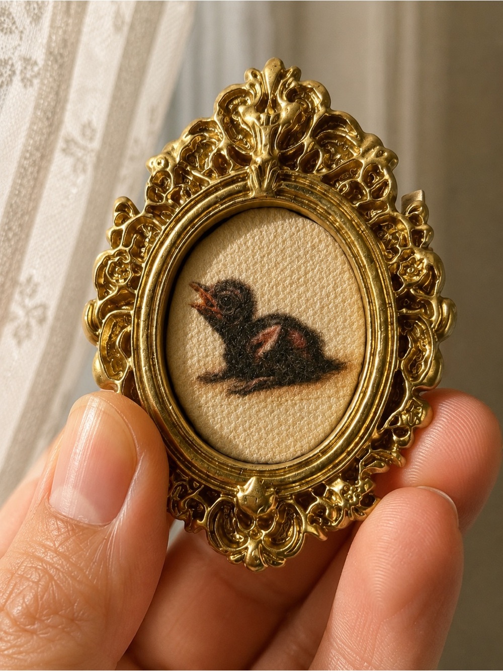 Tiny Framed Canvas Art | Newborn Baby Crow
